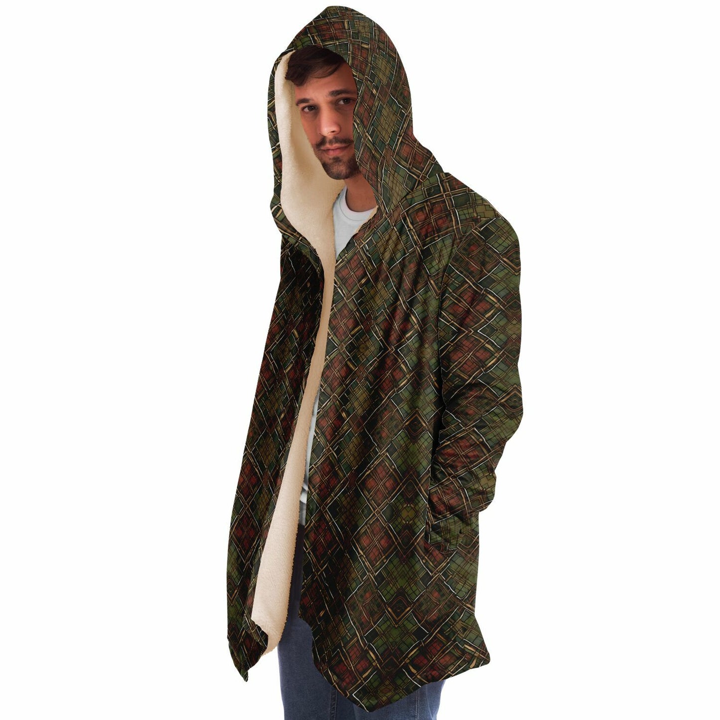 Gael Red Tartan Wizard Cloak With Micro Fleece Liner