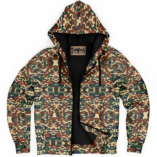 Christmas Sweater Camo Pattern ASD Awareness Puzzle Premium Microfleece Zipper Hoodie
