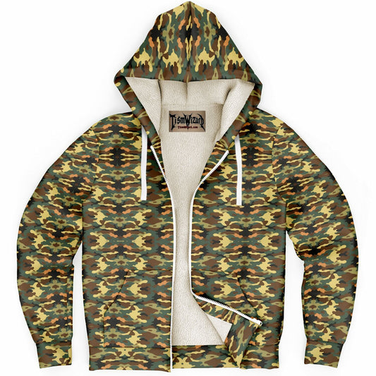 Moth Man Camo Pattern Premium Microfleece Zipper Hoodie