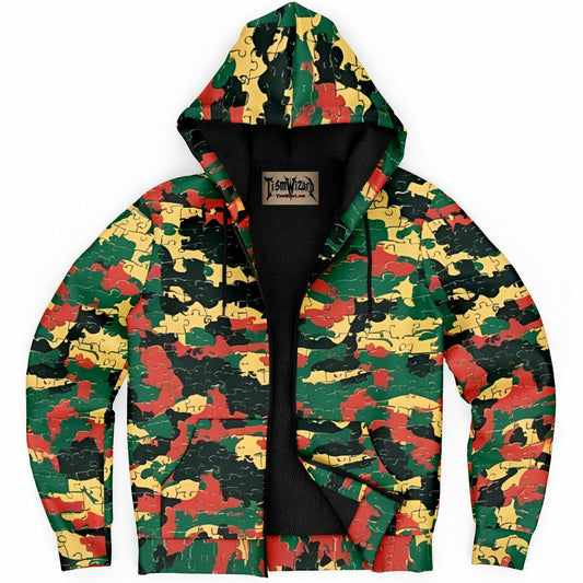 Autism Awareness Puzzle Camo Microfleece Zipper Hoodie