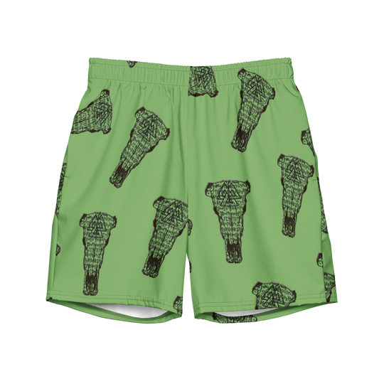 Cow Rune Skull  Dad Swim Trunks