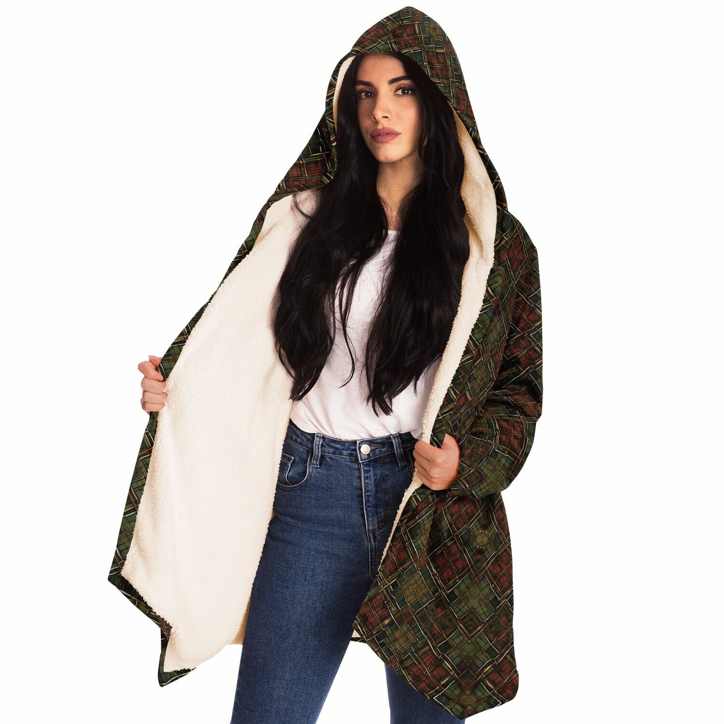 Gael Red Tartan Wizard Cloak With Micro Fleece Liner
