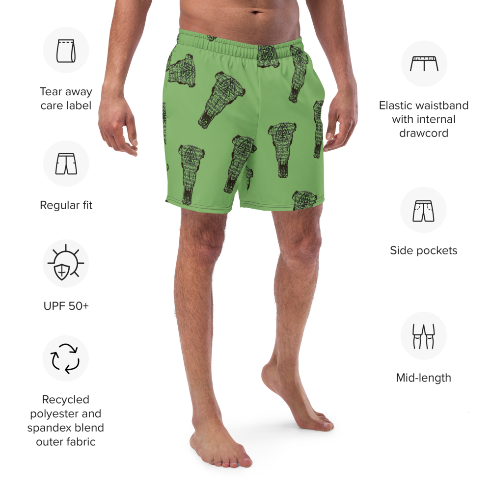 Cow Rune Skull  Dad Swim Trunks