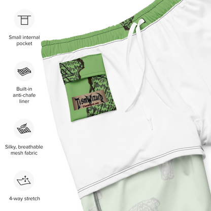 Cow Rune Skull  Dad Swim Trunks