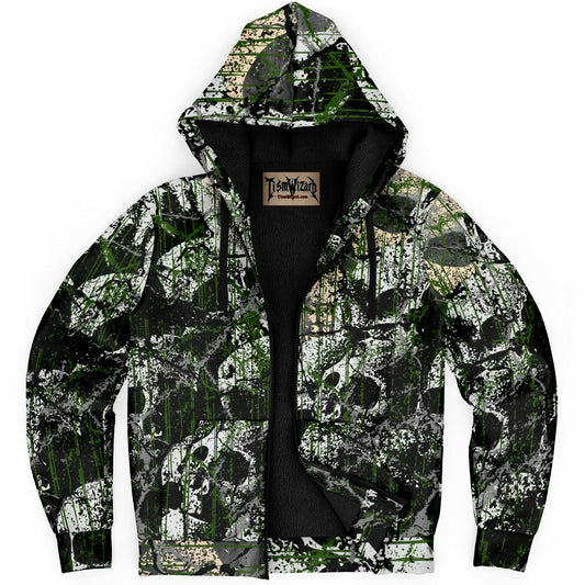 Gael Skull Pattern Microfleece Zip-hoodie